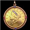 Image 1 : 1884-S Double Eagle in Gold Bezel and Diamonds HIGH GRADE