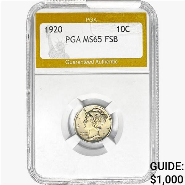 1920 Mercury Silver Dime PGA MS65 FSB