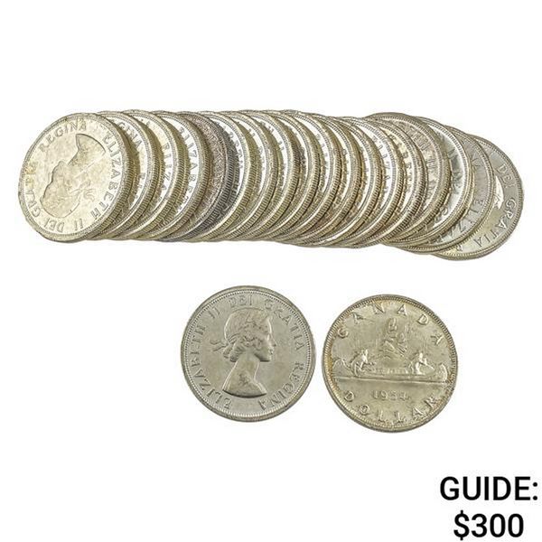 1953-1954 [20] BU Roll of Canada Silver $1