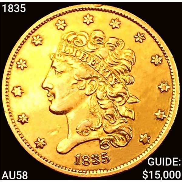 1835 $5 Gold Half Eagle CHOICE AU