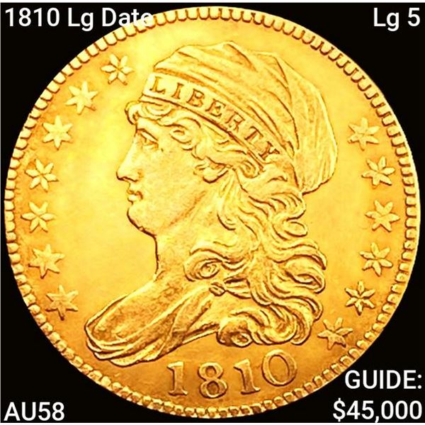 1810 Lg Date Lg 5 $5 Gold Half Eagle CHOICE AU