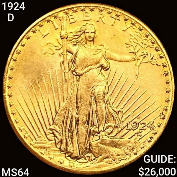 1924-D $20 Gold Double Eagle CHOICE BU