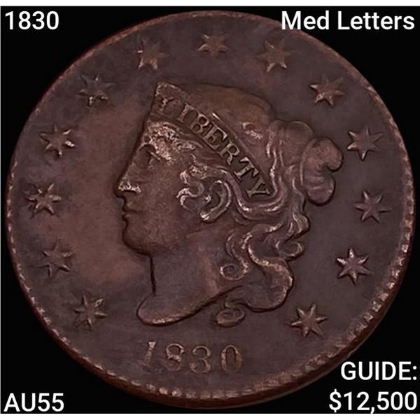 1830 Med Letters Coronet Head Large Cent