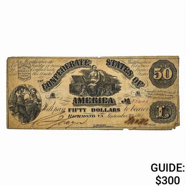 1864 50 Confederate States Note