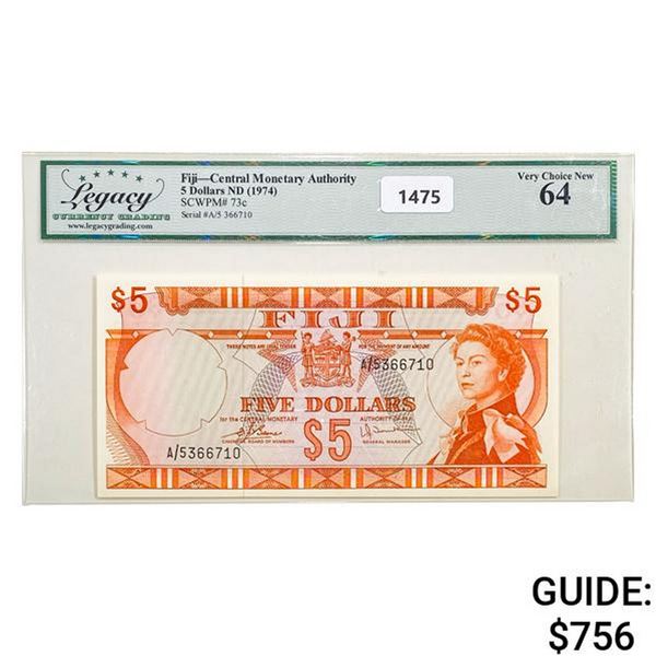 1974  Fiji $5 ND Banknote Currency Legacy