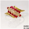 Image 1 : 10K yg Diamond & Ruby Fashion Ring Size 6