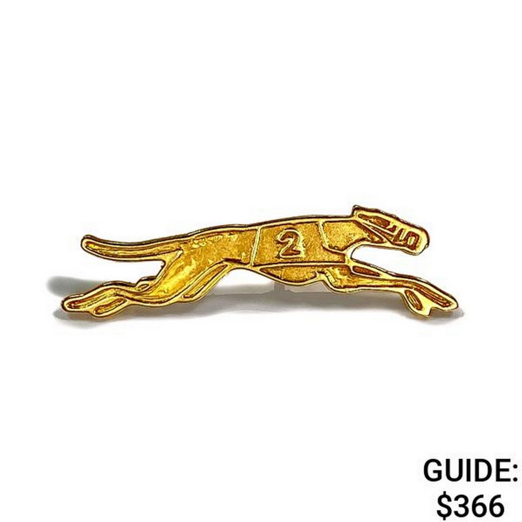 Vintage 14k Yellow Gold Greyhound Race Pin (2.54g)