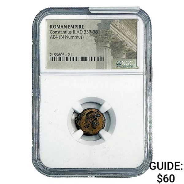 Roman Constantius II, AD 337-361 AE4 BI Nummus NGC