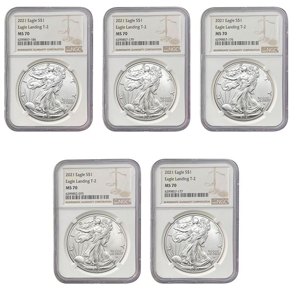 [5] 2021 T2 Silver Eagle NGC MS70