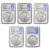 Image 1 : 2021-2023 US SIlver Eagle/1 Onza Lot [5 Coins] NGC MS70