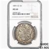 Image 1 : 1891-CC Morgan Silver Dollar NGC MS60