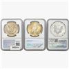 Image 2 : [3] 1921-2015 Various US Silver Dollar Coins NGC MS62/70