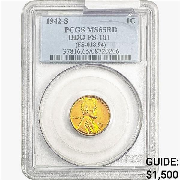 1942-S Wheat Cent PCGS MS65 RD DDO FS-101