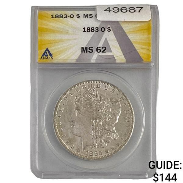 1883-O Morgan Silver Dollar ANACS MS62