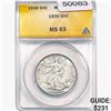 Image 1 : 1939 Walking Liberty Half Dollar ANACS MS63
