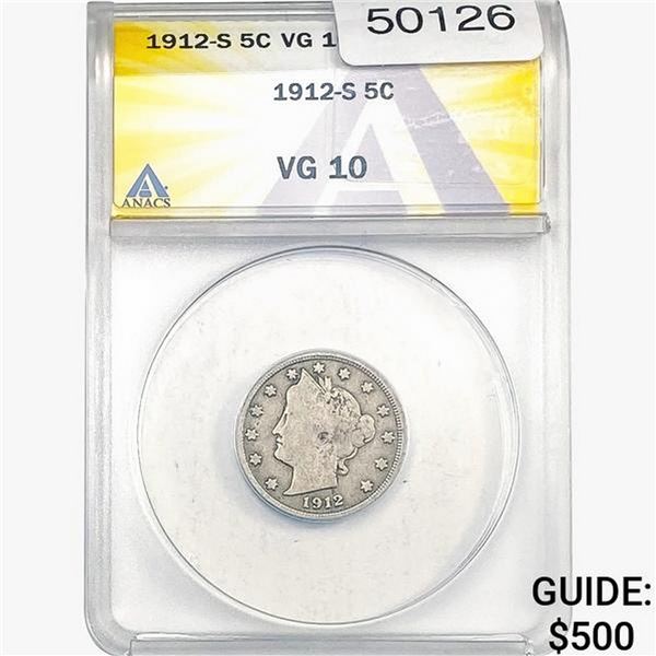 1912-S Liberty Victory Nickel ANACS VG10