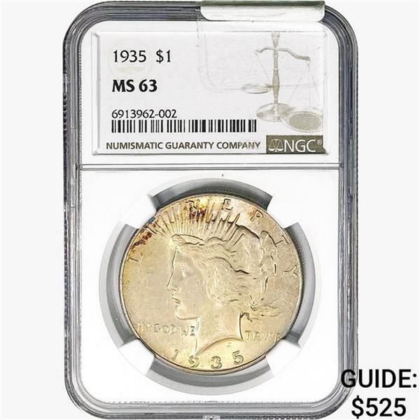 1935 Silver Peace Dollar NGC MS63
