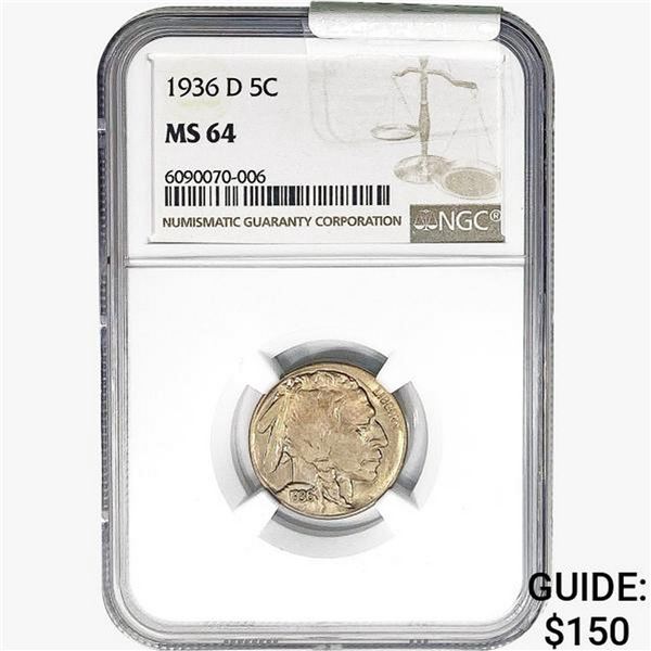 1936-D Buffalo Nickel NGC MS64