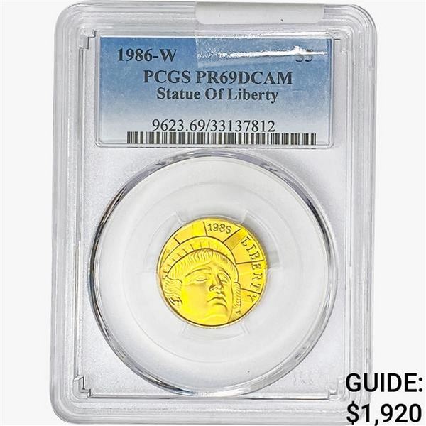 1986-W 0.2419oz Gold $5 Statue of Liberty PCGS PRD