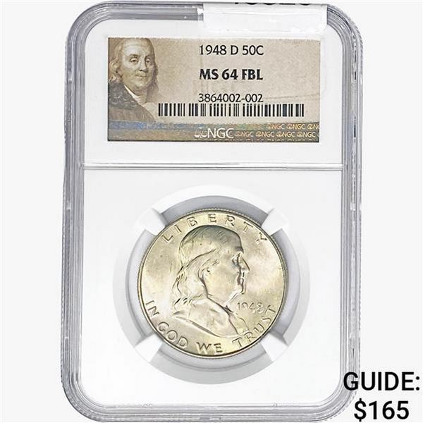 1948-D Franklin Half Dollar NGC MS64 FBL