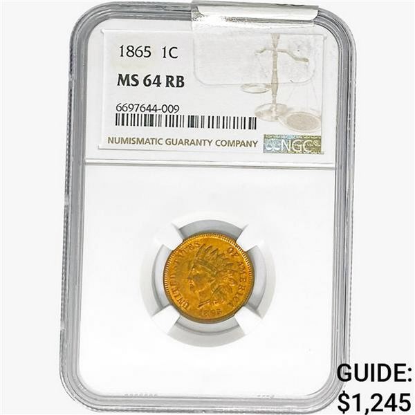 1865 Indian Head Cent NGC MS64 RB