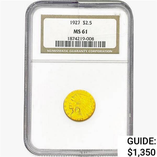1927 $2.50 Gold Quarter Eagle NGC MS61