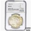 Image 1 : 1924 Silver Peace Dollar NGC MS65