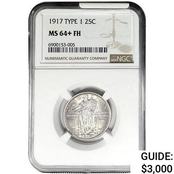 1917 Ty1 Standing Liberty Quarter NGC MS64+ FH