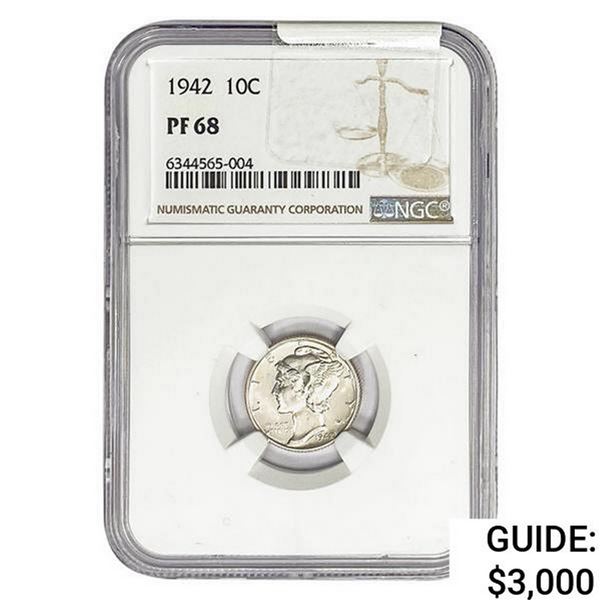 1942 Mercury Silver Dime NGC PF68
