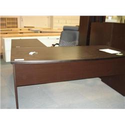 Walnut L-Shaped Bow Front Executive Desk