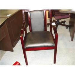 Walnut Framed Black Leather Guest Chair