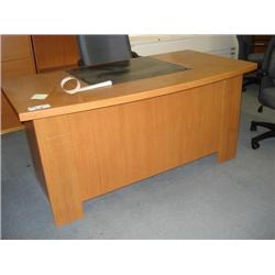 Oak Bowfront Desk W/inlay