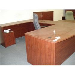 Dk Cherry U-Shaped Bowfront Executive Desk