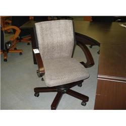 Walnut Framed Beige Cloth Gaslift Chair