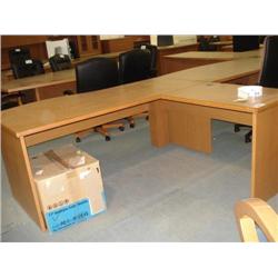 Oak L-Shaped Semi-bowfront Desk