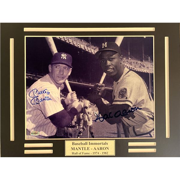Hank Aaron and Mickey Mantle signed photo