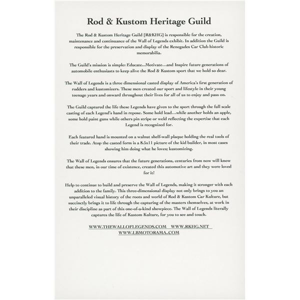 Dean Jeffries signed Rod & Custom Heritage Guild flyer
