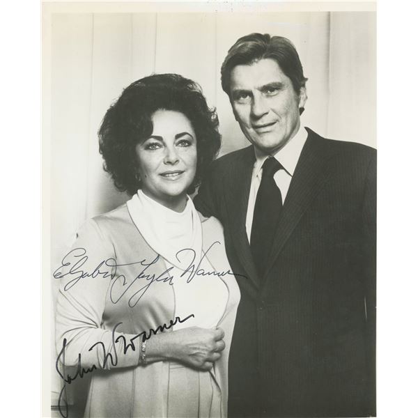 Elizabeth Taylor and John Warner signed photo