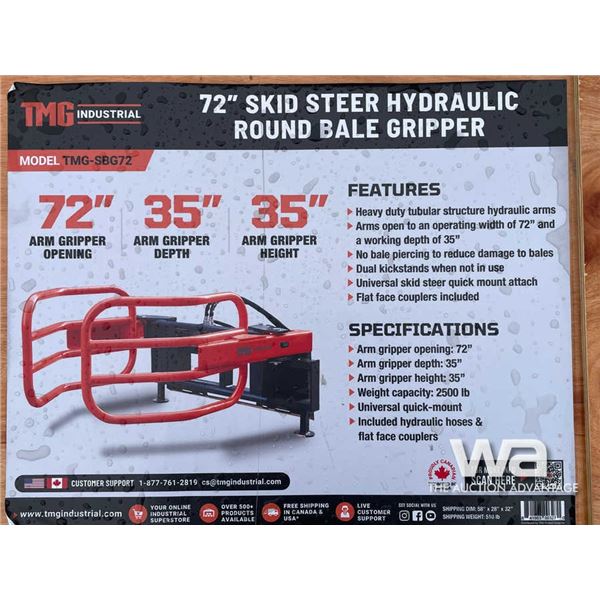 TMG 72 IN. SKID STEER ROUND BALE GRIPPER