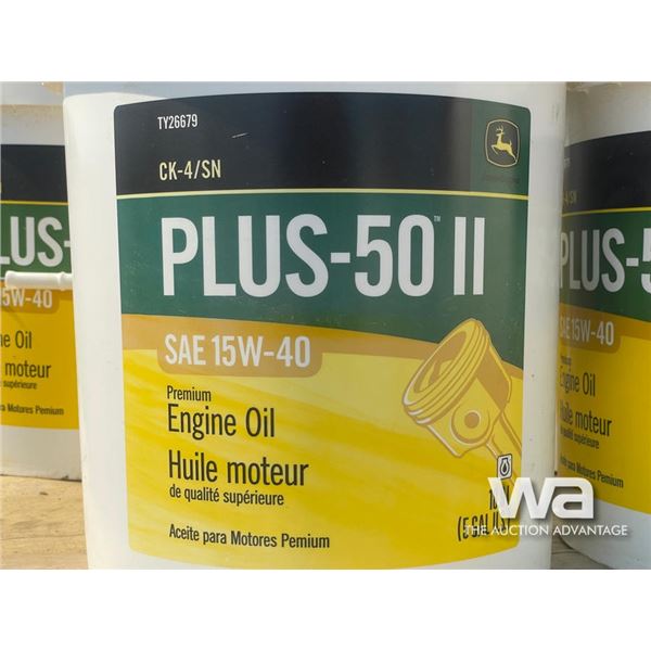 (8) PAILS OF JD PLUS-50 II SAE 15W-40 ENGINE OIL