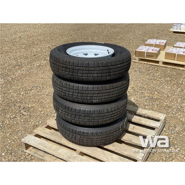 (4) GRIZZLY ST225/75R15 TRAILER TIRES & RIMS