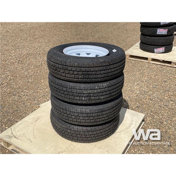 (4) GRIZZLY ST225/75R15 TRAILER TIRES & RIMS