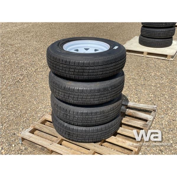 (4) GRIZZLY ST225/75R15 TRAILER TIRES & RIMS