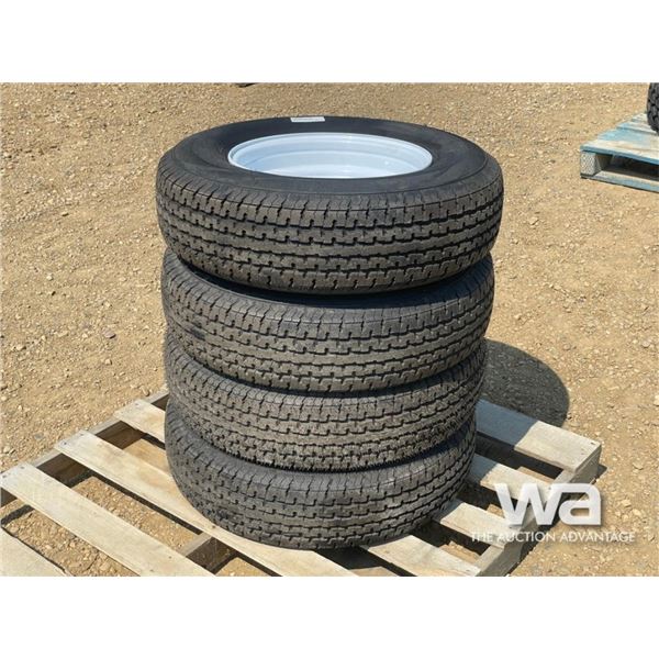 (4) GRIZZLY ST225/75R15 TRAILER TIRES & RIMS