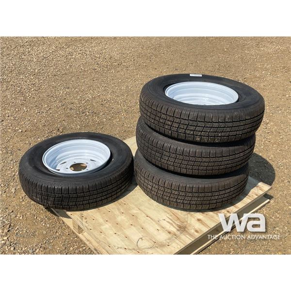 (4) GRIZZLY ST225/75R15 TRAILER TIRES & RIMS