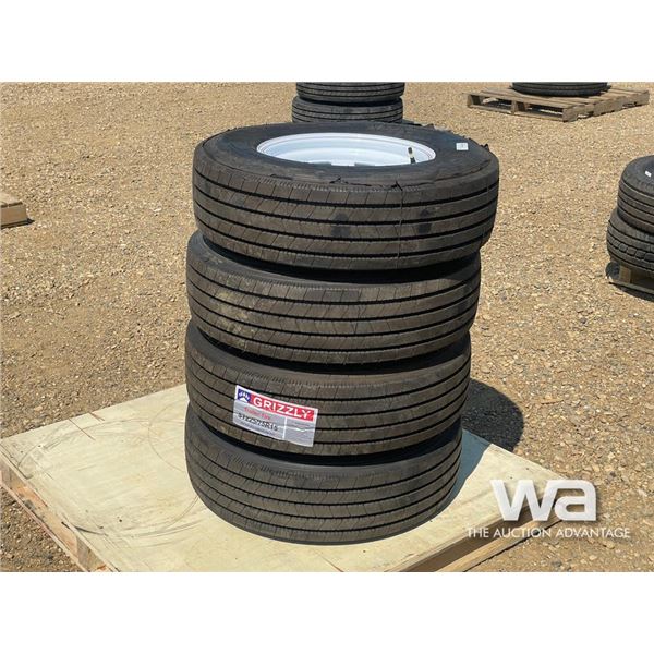 (4) GRIZZLY ST225/75R15 TRAILER TIRES & RIMS