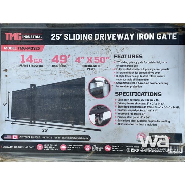 25 FT. SLIDING DRIVEWAY IRON GATE