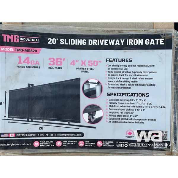 20 FT. SLIDING DRIVEWAY IRON GATES