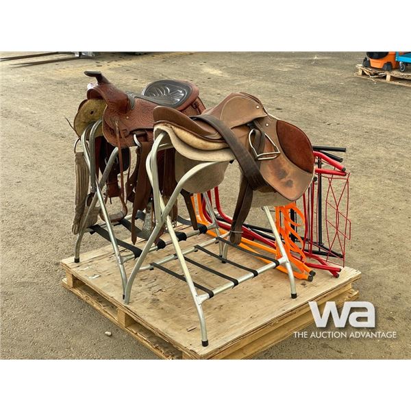 14.5 IN. WESTERN & ENG SADDLE & (5) SADDLE RACKS