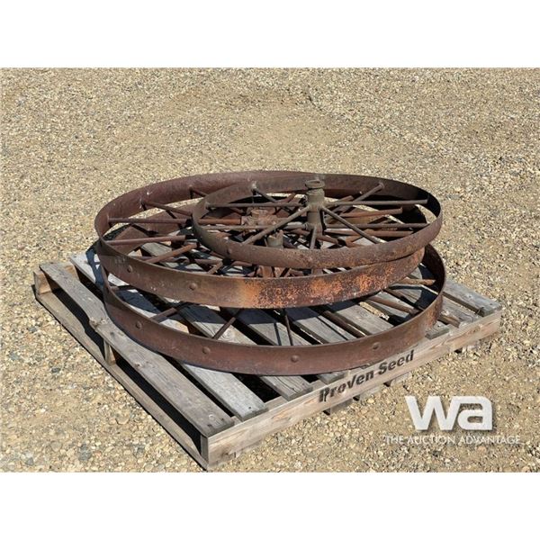 (3) ANTIQUE STEEL PLOW WHEELS
